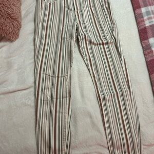 American Eagle Outfitters Striped Chinos - Brown and Cream